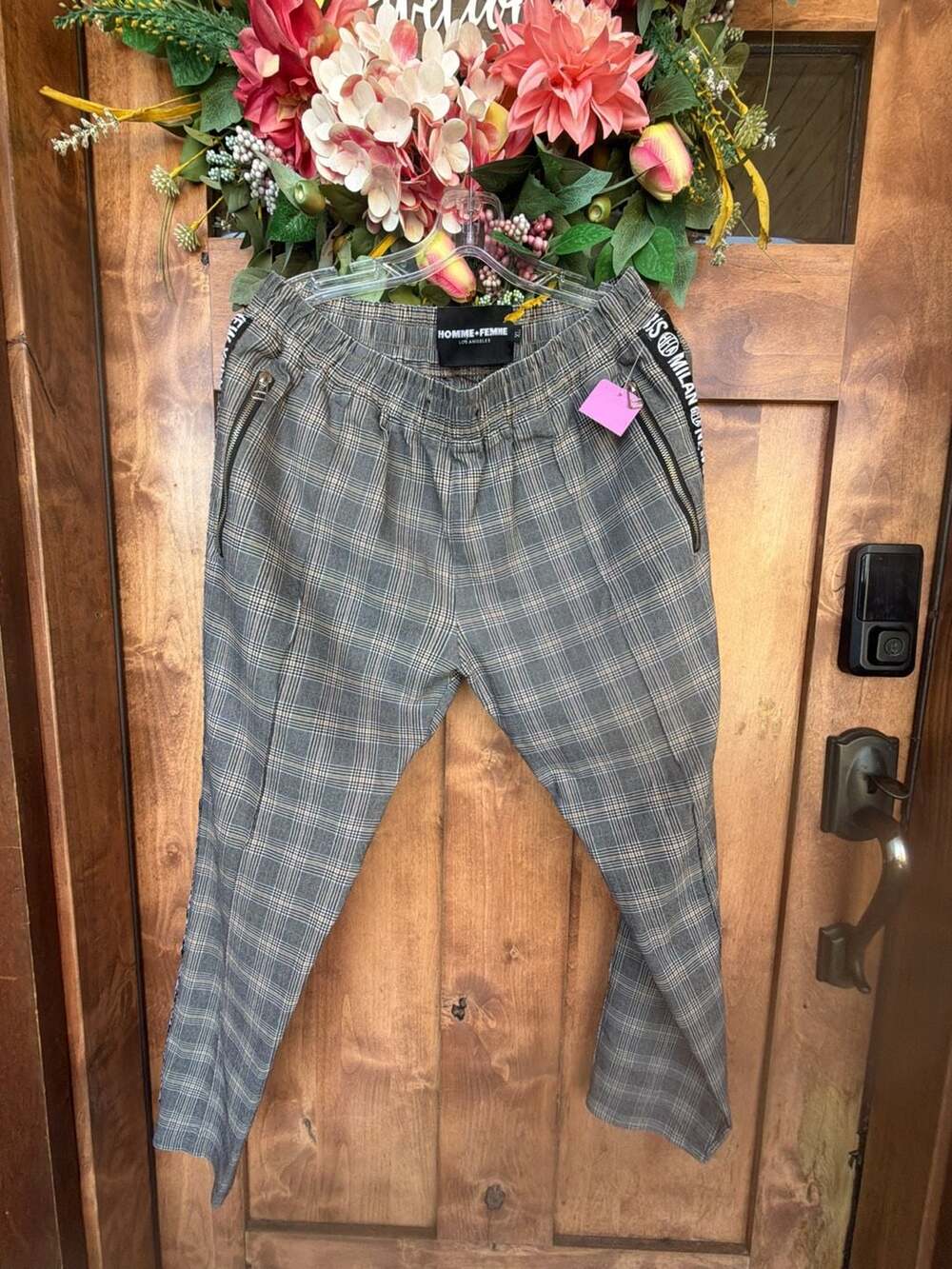 Homme+Femme Los Angeles Grey Plaid Track Pants Size XL